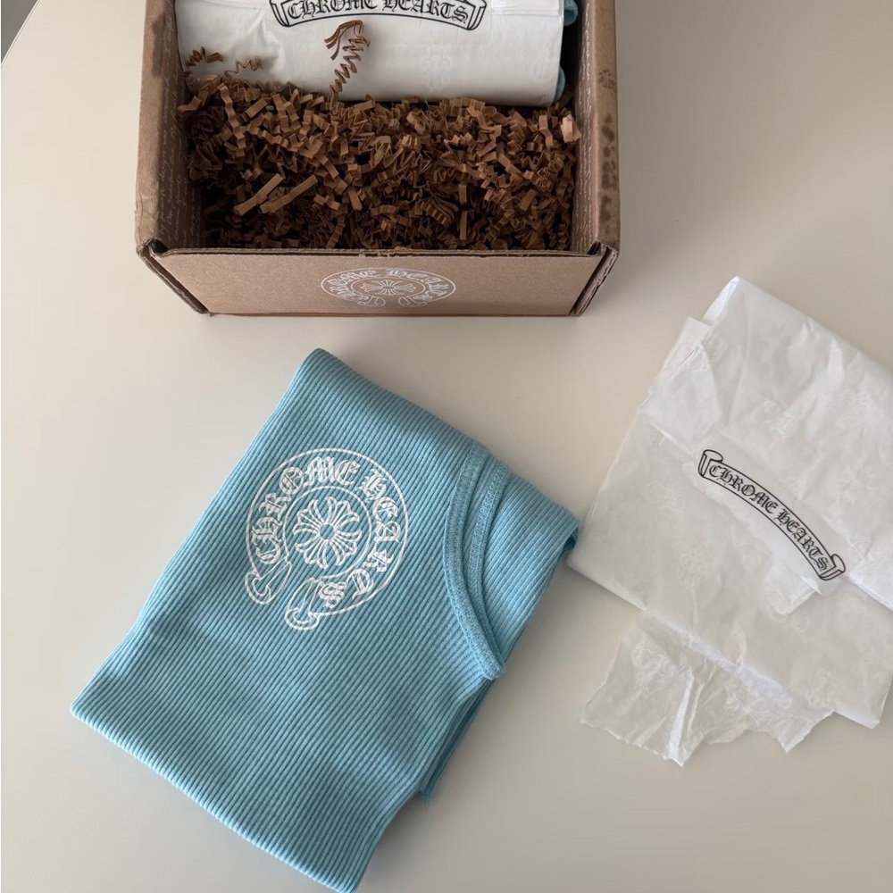 Chrome Hearts Light Blue Ribbed Top